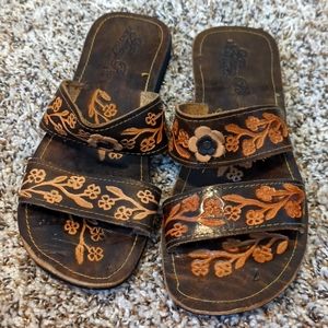 brown leather sandals